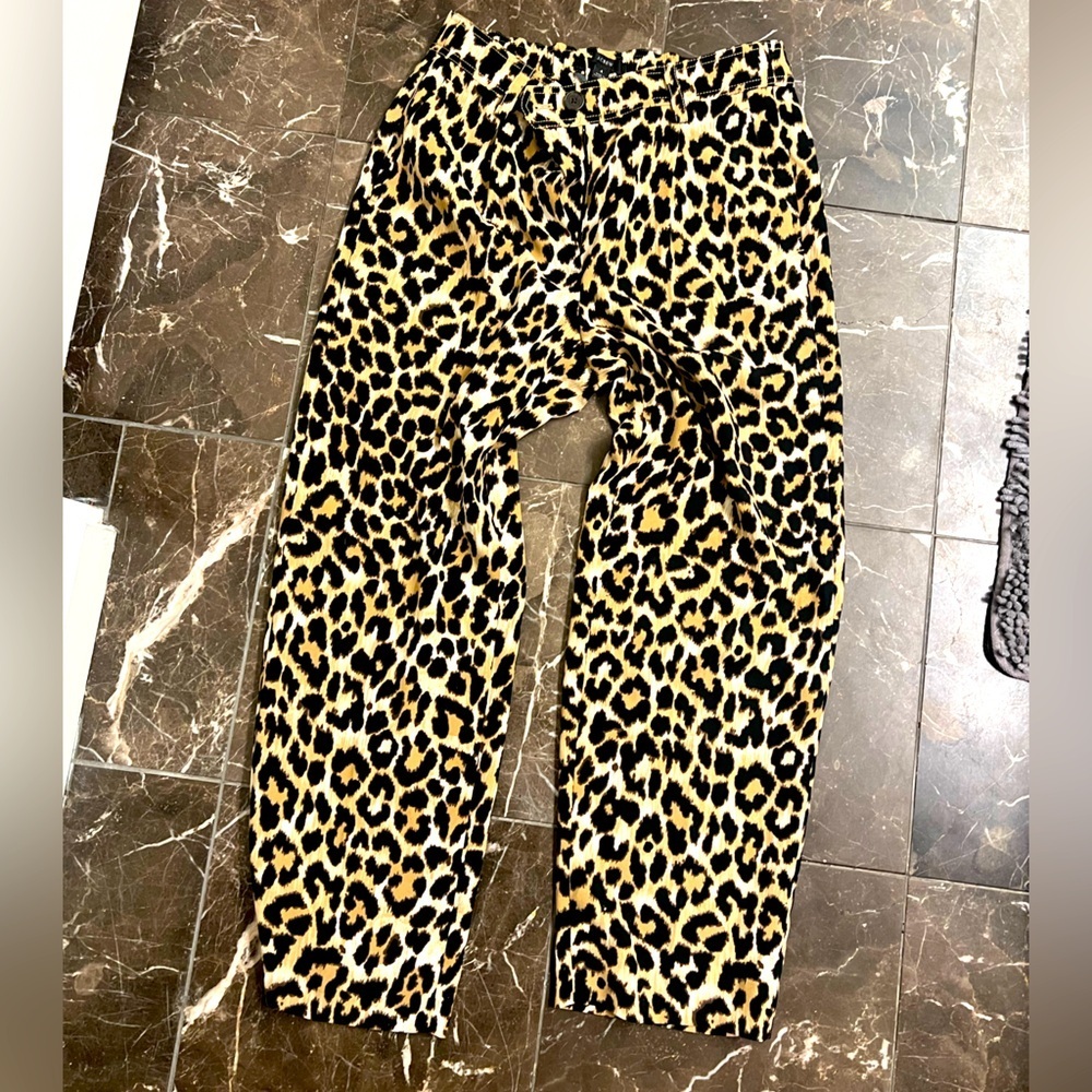 J. Crew Wide Leg Leopard Print Pants in Black and Tan